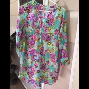 ROSA FAIA Medium Ladies Floral Top NWOT
